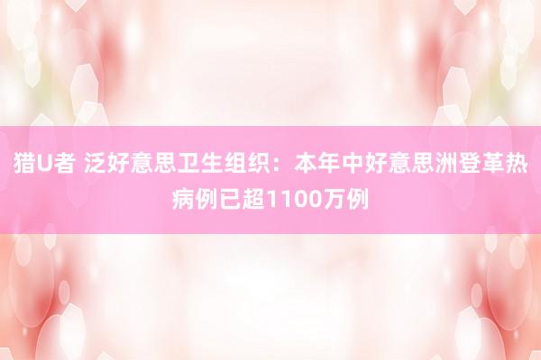 猎U者 泛好意思卫生组织：本年中好意思洲登革热病例已超1100万例
