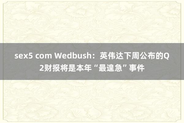 sex5 com Wedbush：英伟达下周公布的Q2财报将是本年“最遑急”事件