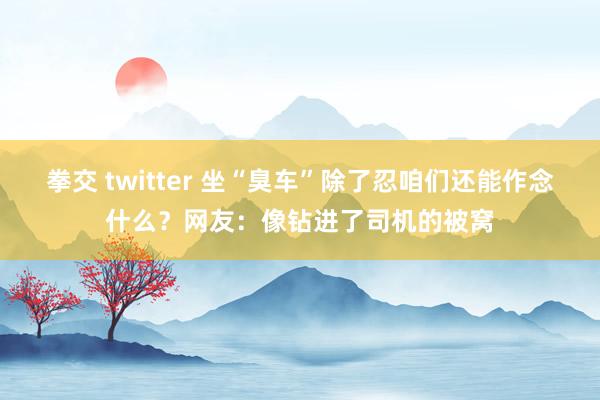 拳交 twitter 坐“臭车”除了忍咱们还能作念什么？网友：像钻进了司机的被窝