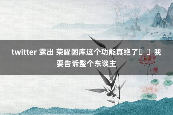 twitter 露出 荣耀图库这个功能真绝了❤️我要告诉整个东谈主