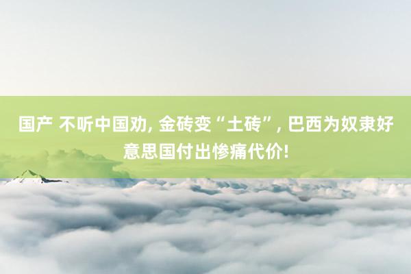国产 不听中国劝， 金砖变“土砖”， 巴西为奴隶好意思国付出惨痛代价!